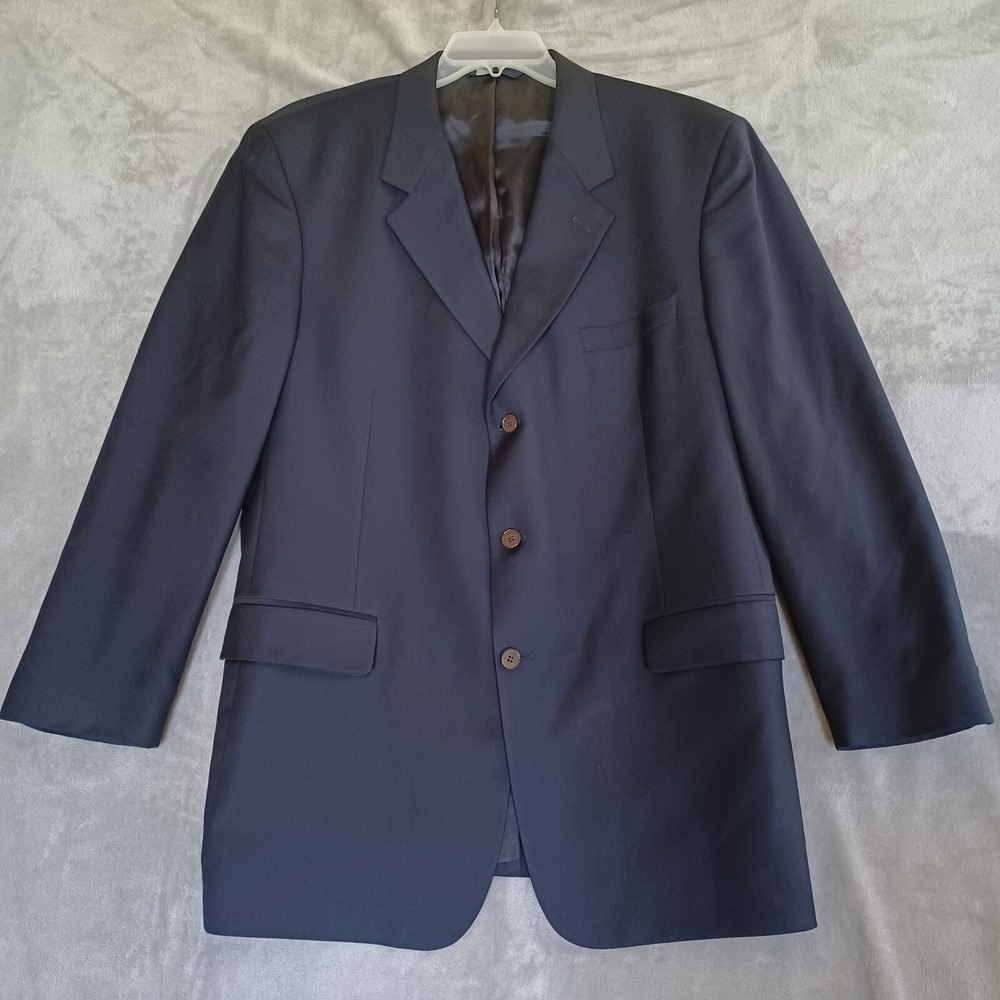 Brooks Brothers Sport Coat Wool BrooksEase Sz 45L‎ Preppy Business Solid Black